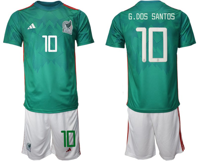 Cheap Men 2022 World Cup National Team Mexico home green 10 Soccer Jersey